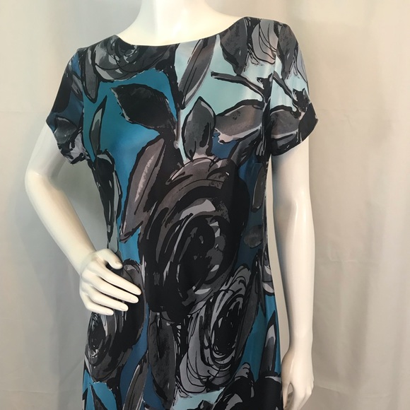 Pendleton Brilliant blue gray black 100% silk - Picture 3 of 8